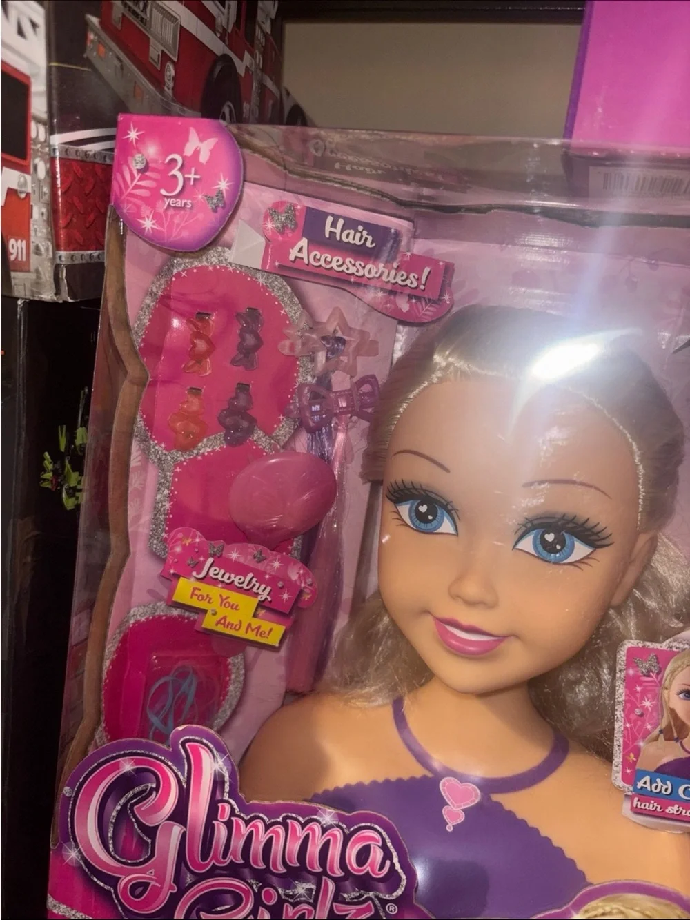 Glimma Girl Styling Head Doll - Pink & Purple